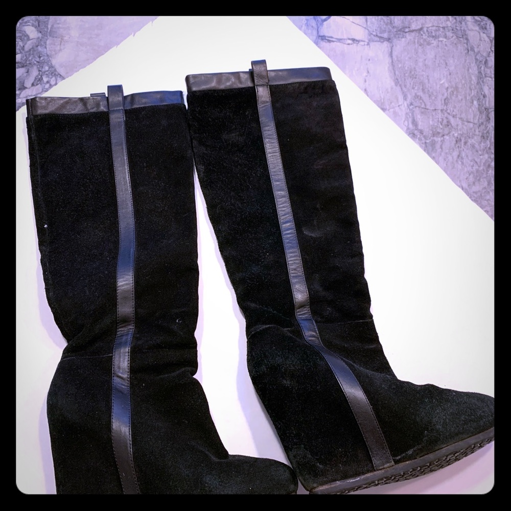 Suede wedge boot 7.5 just below knee